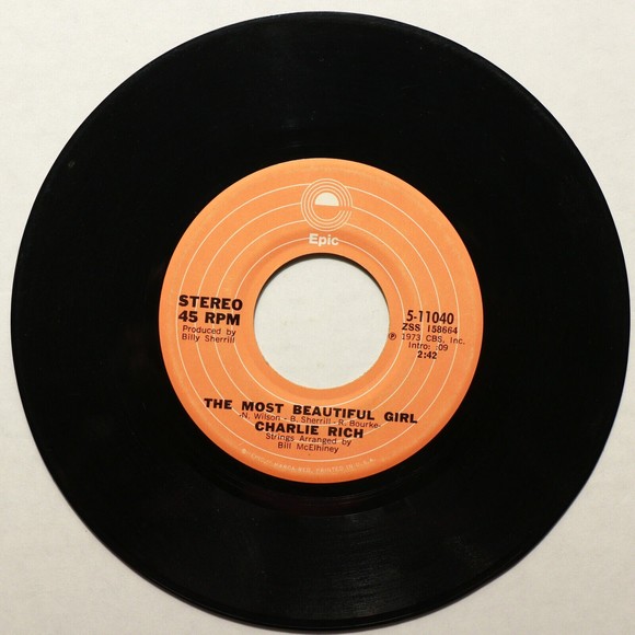 Charlie Rich - The Most Beautiful Girl / I Feel Like Going Home 45rpm 7" Single - Picture 6 of 9